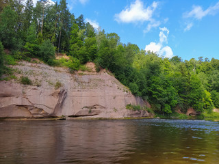 Wild nature and beautiful resting place. Magical natural landscape. forest with a channel.