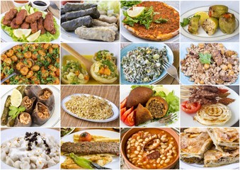 Traditional delicious Turkish foods collage