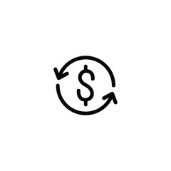 money exchange thin icon isolated on white background, simple line icon for your work.