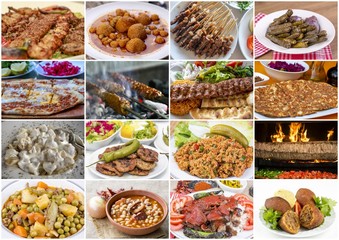 Traditional delicious Turkish foods collage