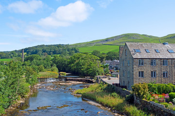 The River Ribble runs through Settle, in the Yorkshire Dales, England.