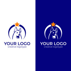 police dog logo design minimal logotype vector template