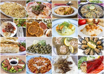 Traditional delicious Turkish foods collage