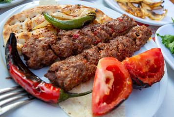 Traditional Delicious Turkish foods; Adana kebab