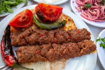 Traditional Delicious Turkish foods; Adana kebab