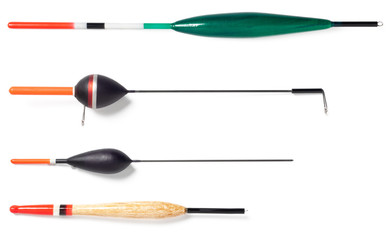 Set of four fishing floats isolated on white background © Yevhenii Deineko