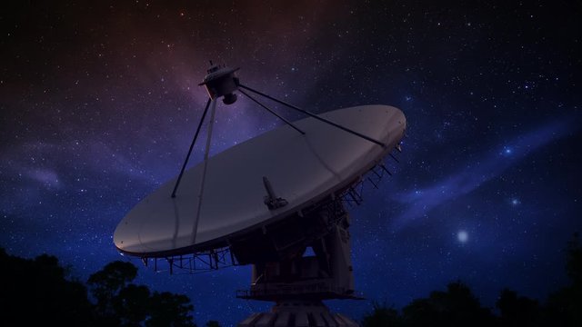 3d rendering satellite dish with outer space background 4k footage