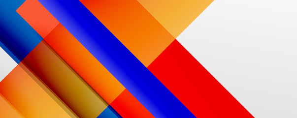 Geometric abstract backgrounds with shadow lines, modern forms, rectangles, squares and fluid gradients. Bright colorful stripes cool backdrops