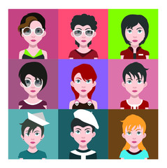 People avatars, Vector women, men avatar