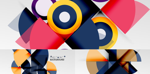 Geometric design backgrounds, abstract round shapes