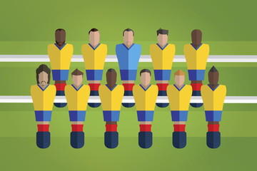 Foosball figurines represent Colombia football team