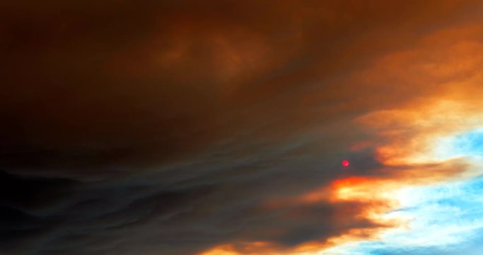 Dark and ominous smoke from the Lake Fire burn in California engulf the sky and block out the sun in this fiery time lapse