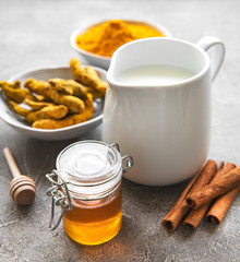 Ingredients for turmeric latte