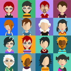 People avatars, Vector women, men avatar