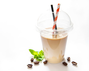 Delicious cold coffee cocktail with milk