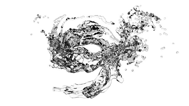 The stream of water, the circular motion, 3D, realistic picture.