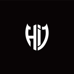 Initial H I letter with shield modern style logo template vector