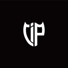 Initial I P letter with shield modern style logo template vector