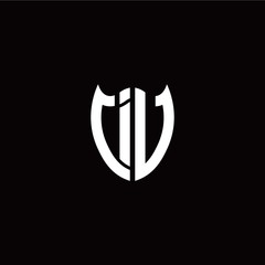Initial I V letter with shield modern style logo template vector