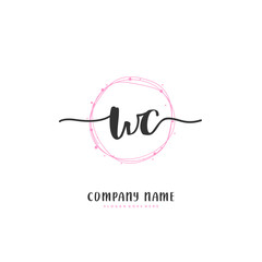 W C WC Initial handwriting and signature logo design with circle. Beautiful design handwritten logo for fashion, team, wedding, luxury logo.