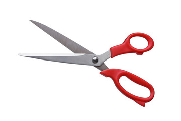 A pair of red scissors isolated