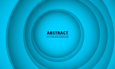 Colorful geometric blue abstract background. Gradient smooth color composition. Circles paper cut decoration in the center on a bright blue background. Modern elegance bright trendy background.