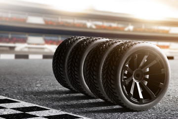 Car tires on race track
