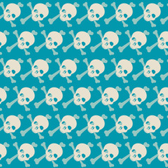 Seamless pattern with skulls and bones. Ornamental background. Vector illustration. Endless texture..