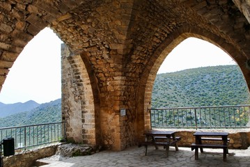 Spectacular St. Hilarion Castle lies on the mountain range. Kyrenia, Girne, Northern Cyprus