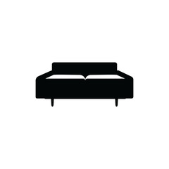 Black sofa icon isolated on white background - dark flat outline