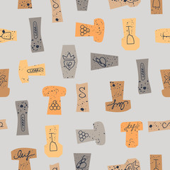 Seamless pattern of wine corks. Vector illustration. - 371946518