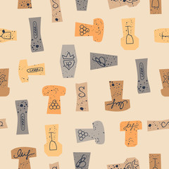 Seamless pattern of wine corks. Vector illustration. - 371946574