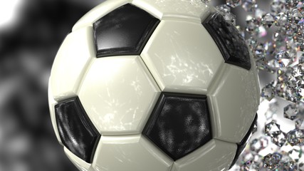 Naklejka premium Soccer Ball with Diamond Particles. 3D illustration. 3D high quality rendering. 3D CG.