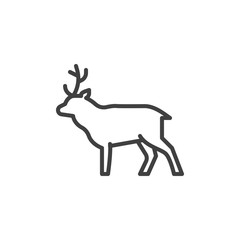 Deer, animal line icon. linear style sign for mobile concept and web design. Deer with horns outline vector icon. Symbol, logo illustration. Vector graphics