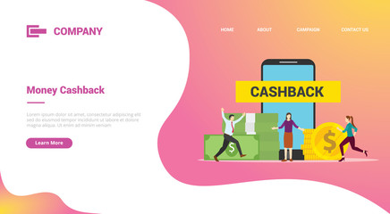 cashback bonus reward business with people and money for website template or landing homepage template banner