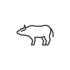 Buffalo animal line icon. linear style sign for mobile concept and web design. Bison, bull outline vector icon. Symbol, logo illustration. Vector graphics