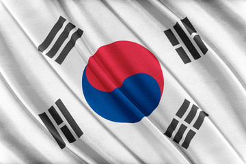 Colorful Korea South flag waving in the wind. 3D illustration.