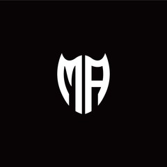 Initial M A letter with shield modern style logo template vector