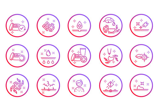 Dermatology icon set, Paraben chemical formula icons. Skin care.Simple isolated icons.