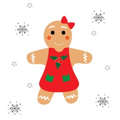 cute gingerbread man vector illustration 