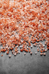 close up a pile of Himalayan pink salt in natural light