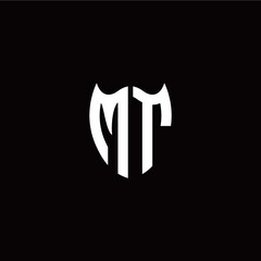 Initial M T letter with shield modern style logo template vector