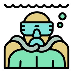 Man make snorkeling icon. Outline man make snorkeling vector icon for web design isolated on white background