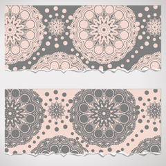 Set of vintage frame templates with flowers, vector illustration