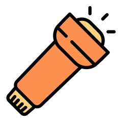 Flashlight icon. Outline flashlight vector icon for web design isolated on white background