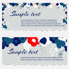 Set of vintage frame templates with flowers, vector illustration