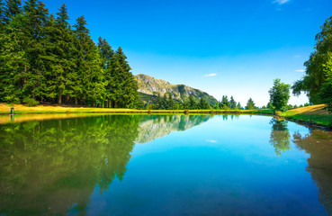 Lake in Orecchiella natural park in Garfagnana.Tuscany, Italy.