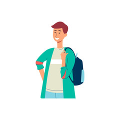 Guy or young man an university student character vector illustration isolated.