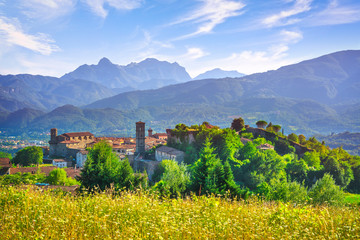 Castiglione della Garfagnana village and Apuan Alps. Tuscany, Italy.