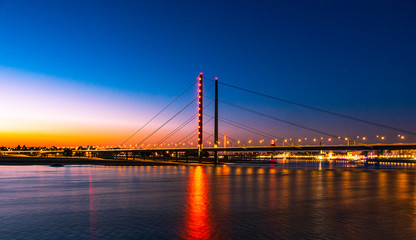 Sunset in Düsseldorf with bridge